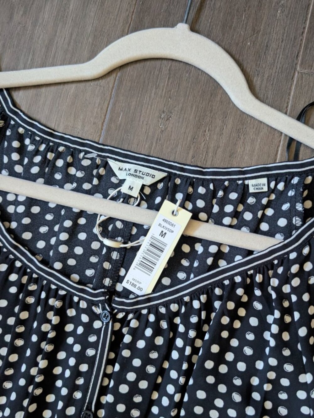 Max Studio Black and White Polka Dot Midi Dress - Picture 5 of 11